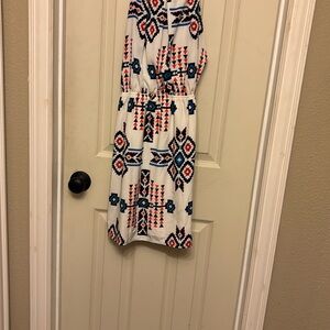 White Dress with Geometric Pattern